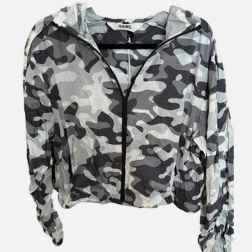 NWT Women's Rains Lightweight Camp Print Hooded Jacket - Size M